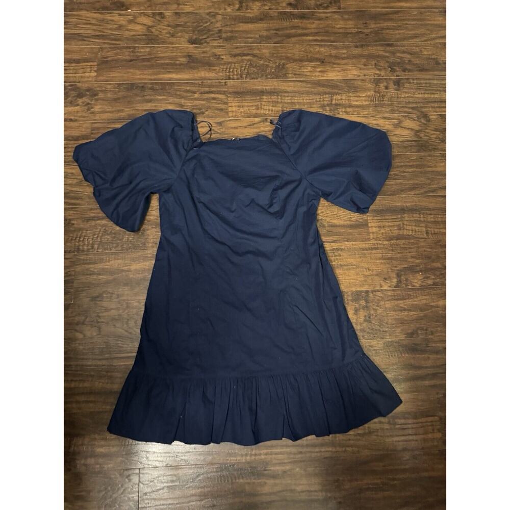 crown & ivy Navy Puff Sleeve Midi Dress